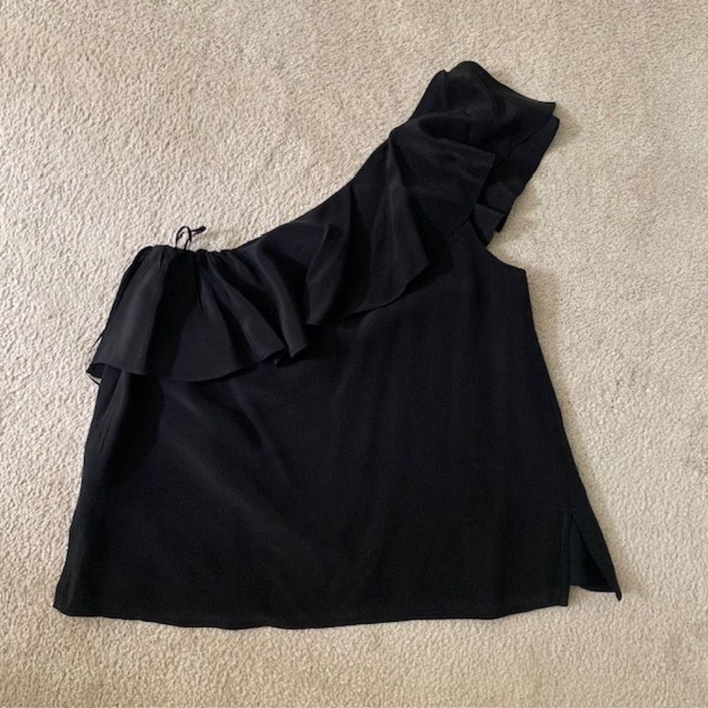 Anthropologie Maeve Silk One Shoulder Shirt - Picture 4 of 10